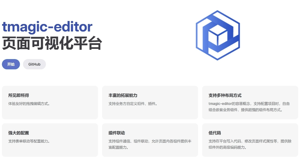 腾讯开源项目tmagic-editor,可视化编辑器可拖拽生成手机或PC等项目